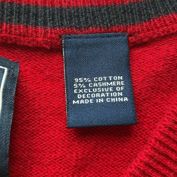 Chaps Mens Cotton & Cashmere Blend V-Neck Sweater Red Size L Soft Preppy - Picture 5 of 13